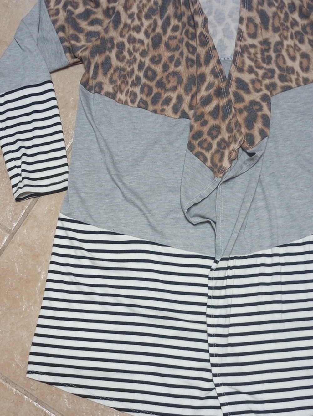 Mendocino Grey, Black & Brown Leopard Mixed-Print Open Cardigan - Picture 6 of 6